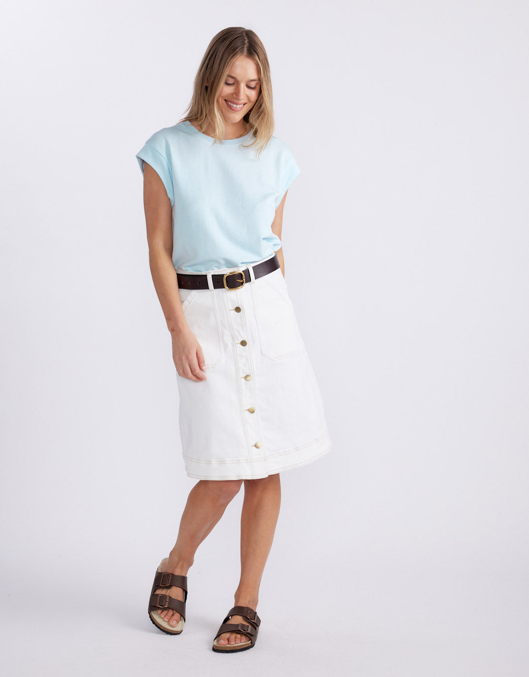 The Edit Cap Sleeve Tank - Ice Blue