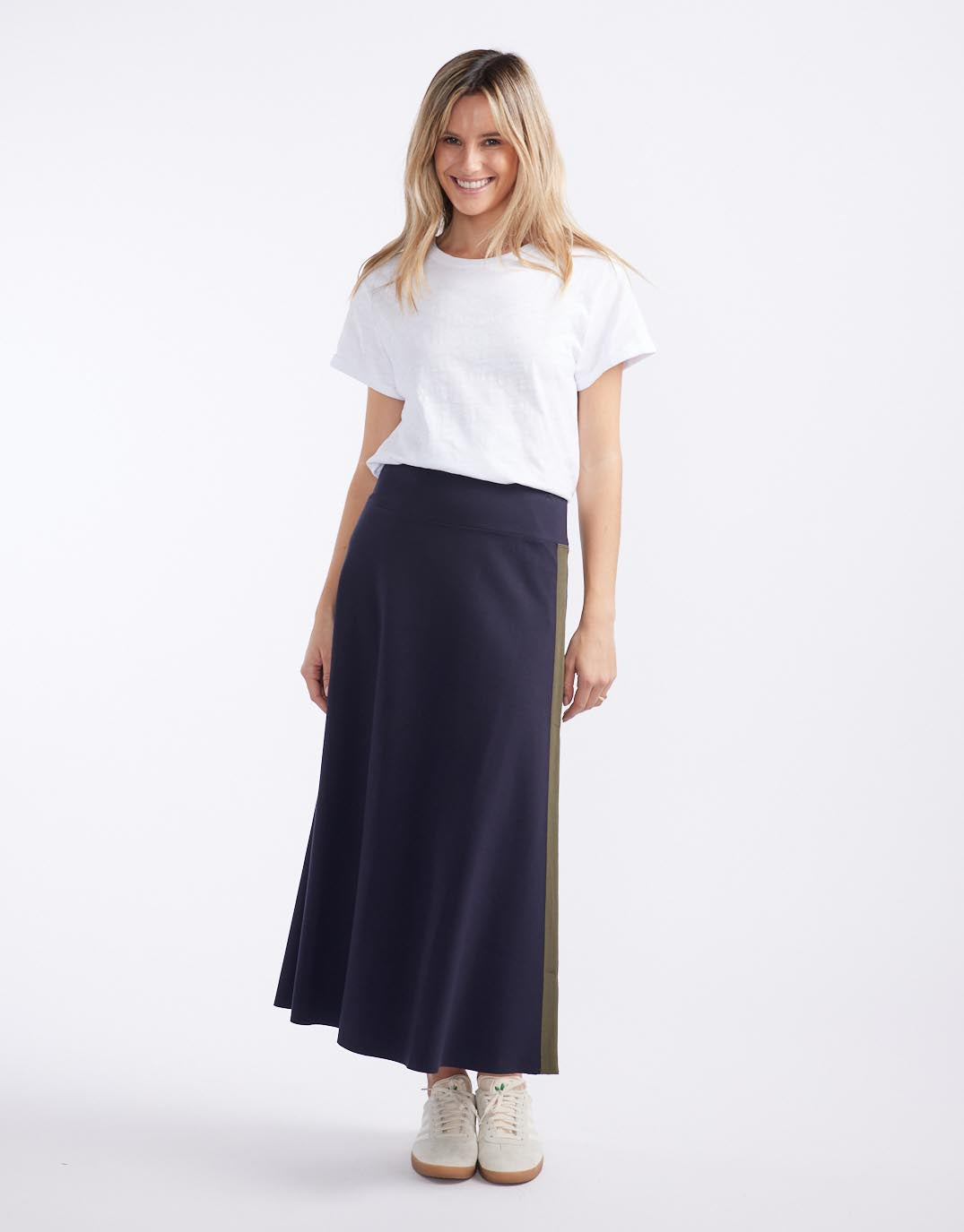 Timeless Ponte Midi Skirt - Navy/Khaki
