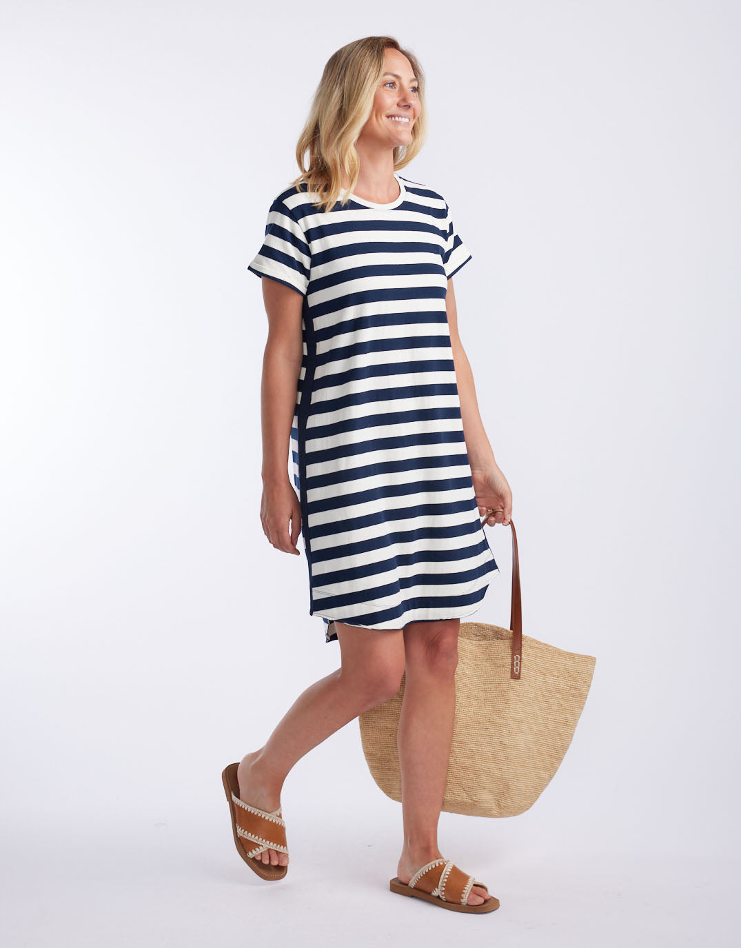 white-co-turn-back-tee-dress-short-navy-white-stripe-womens-clothing