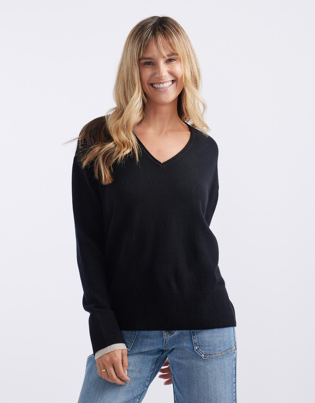 white-co-upstate-double-cuff-knit-jumper-black-oat-womens-clothing