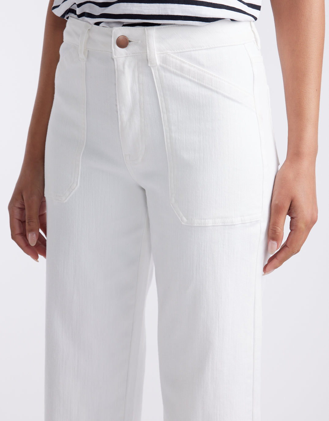 Catalina Cropped Wide Leg Jeans - White