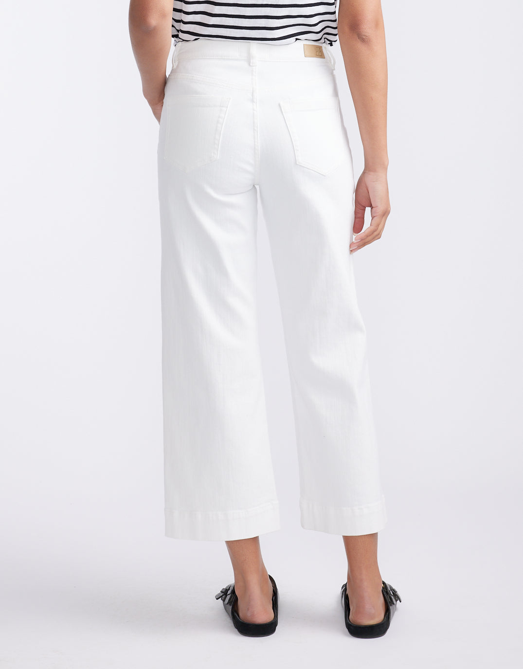 Catalina Cropped Wide Leg Jeans - White