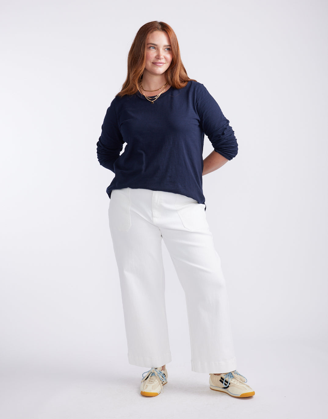 Catalina Cropped Wide Leg Jeans - White