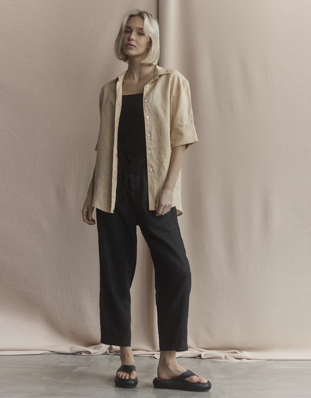 Abigail Linen Pant - Black