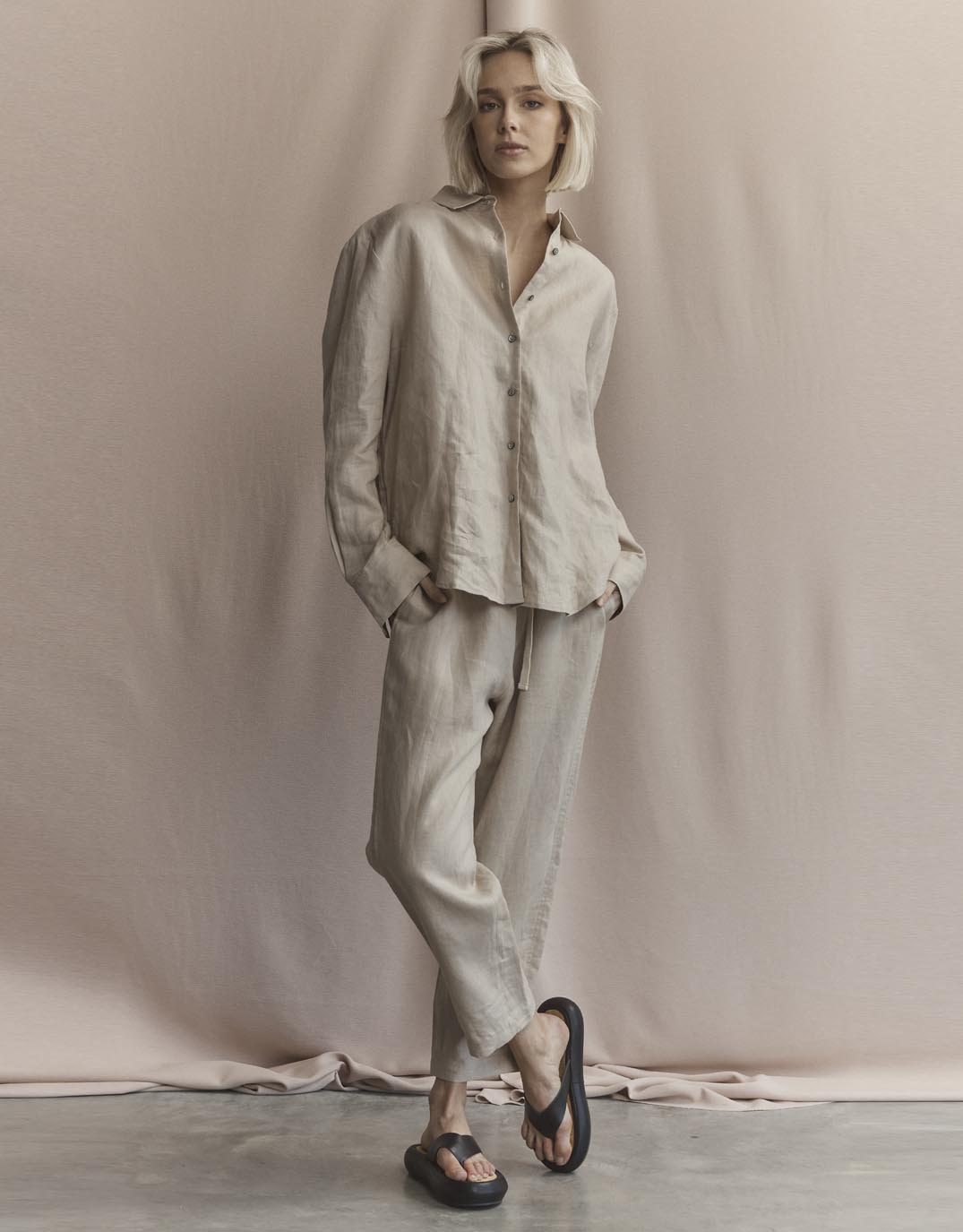 Abigail Linen Pant - Oatmeal