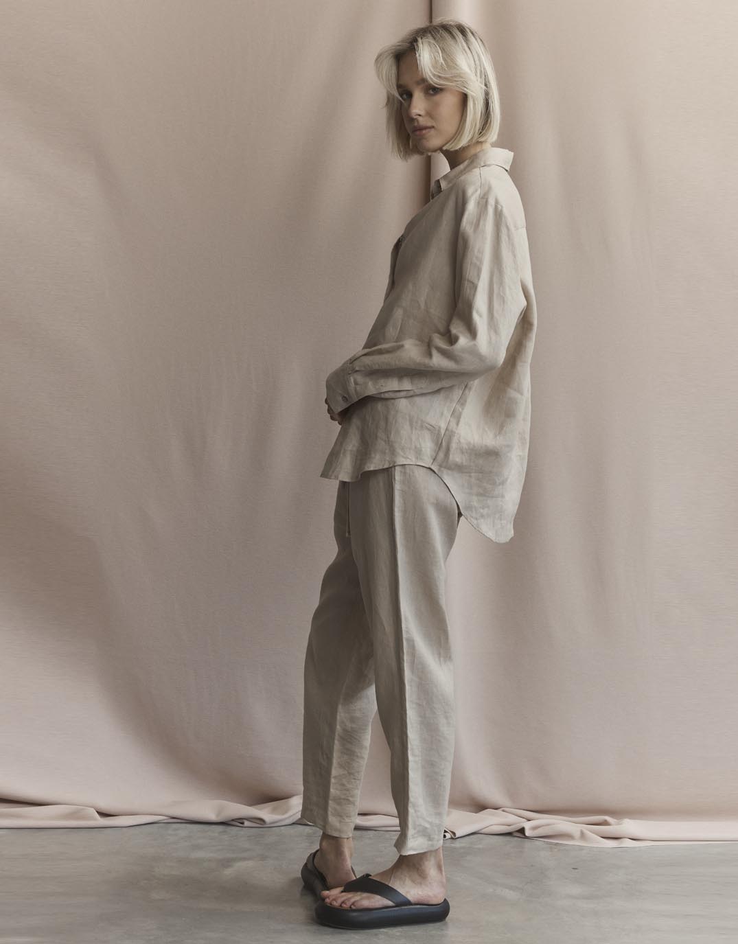 Abigail Linen Pant - Oatmeal