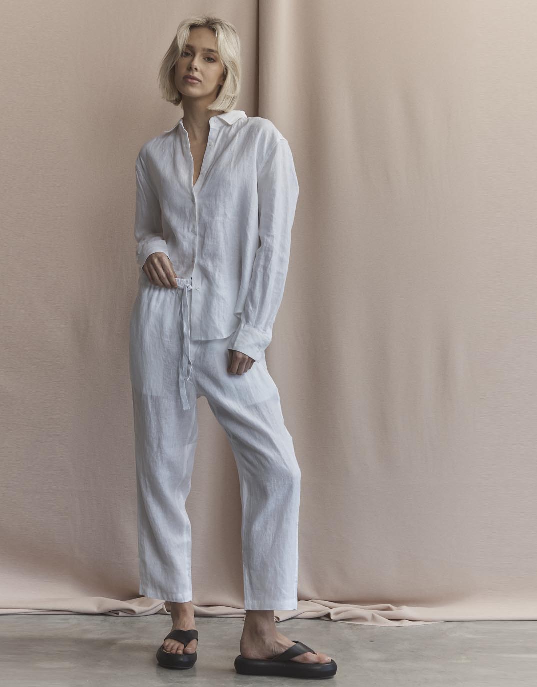 Abigail Linen Pant - White