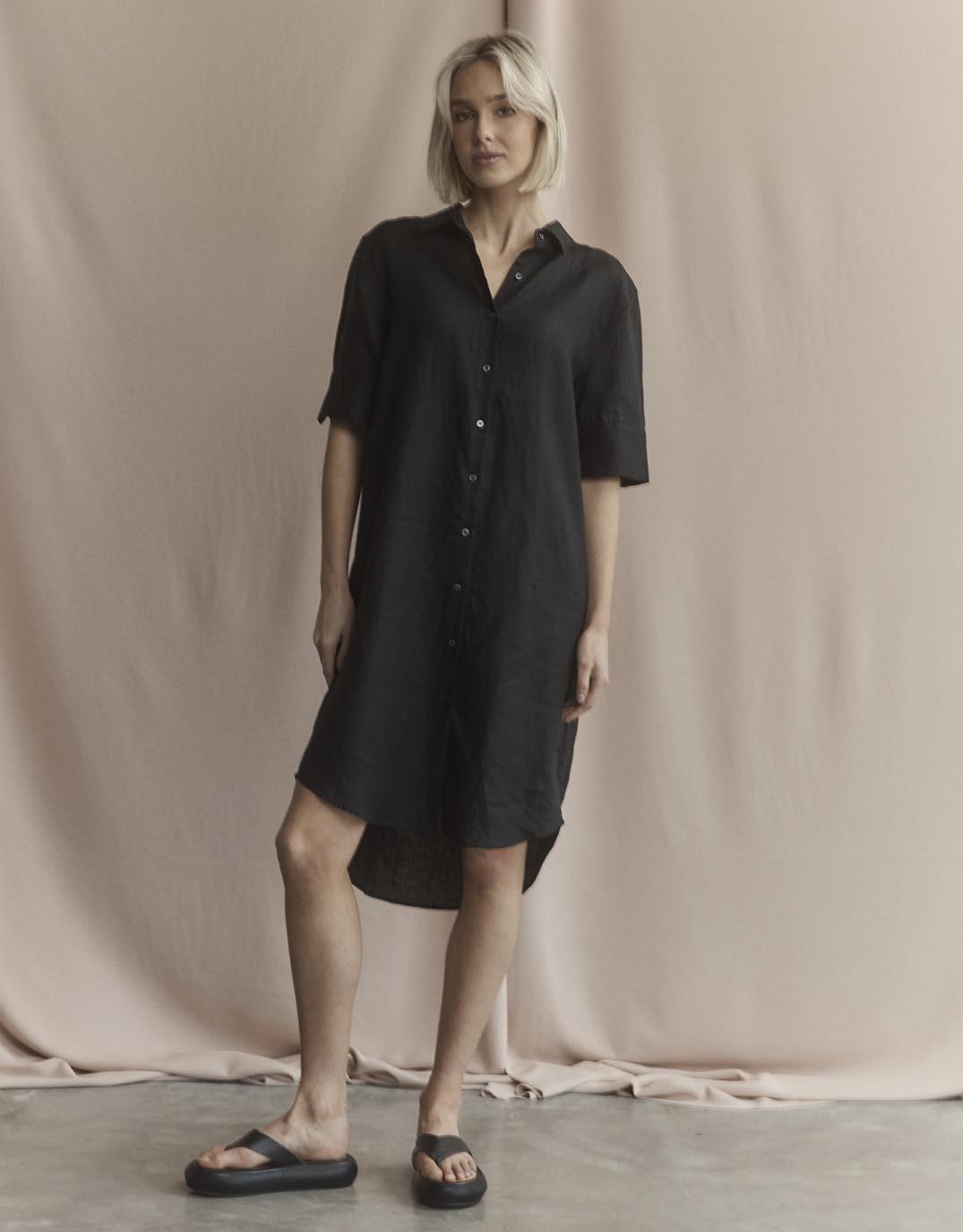 white-ftl-hettie-linen-shirt-dress-black-womens-clothing