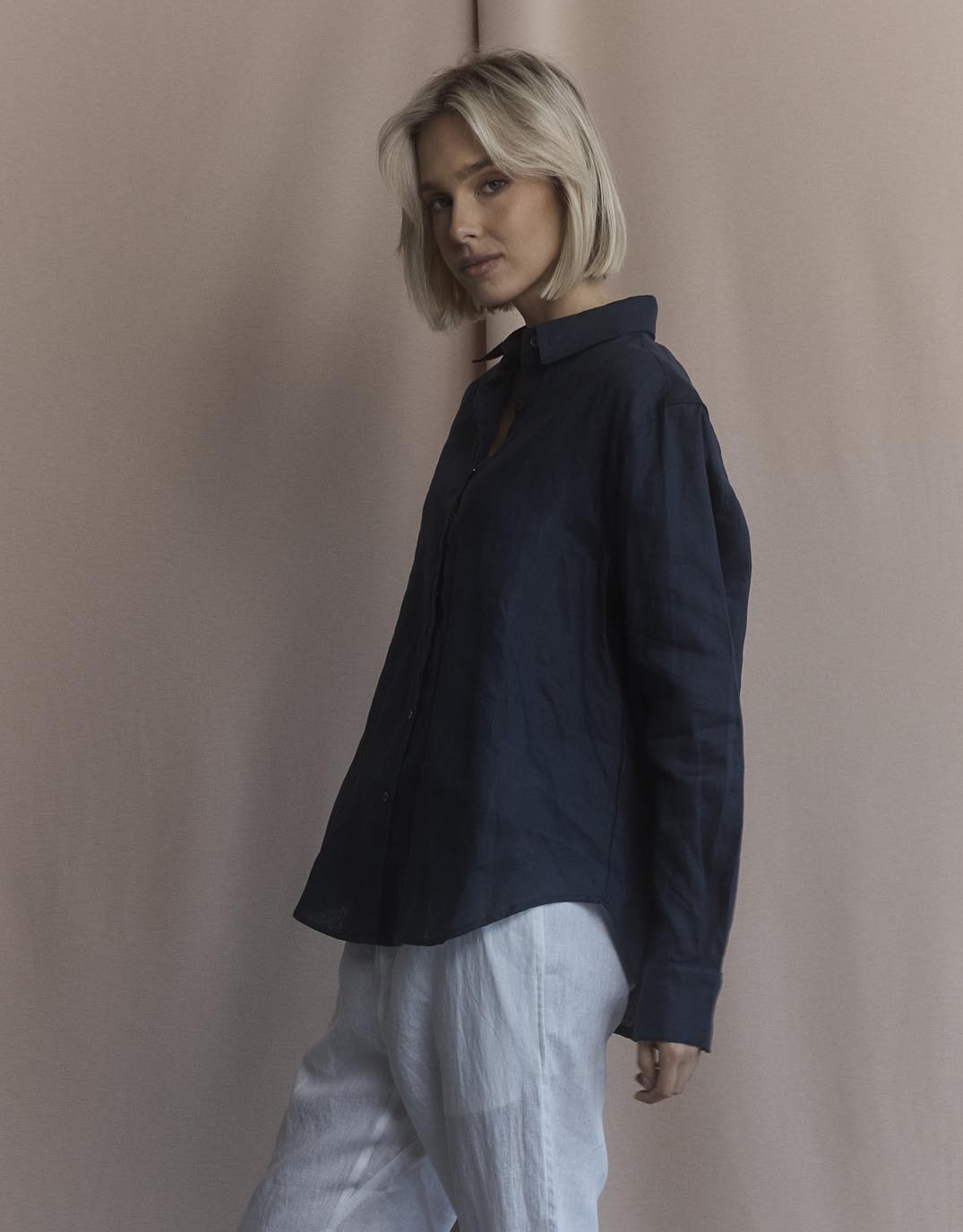 Katie Linen Shirt - Navy