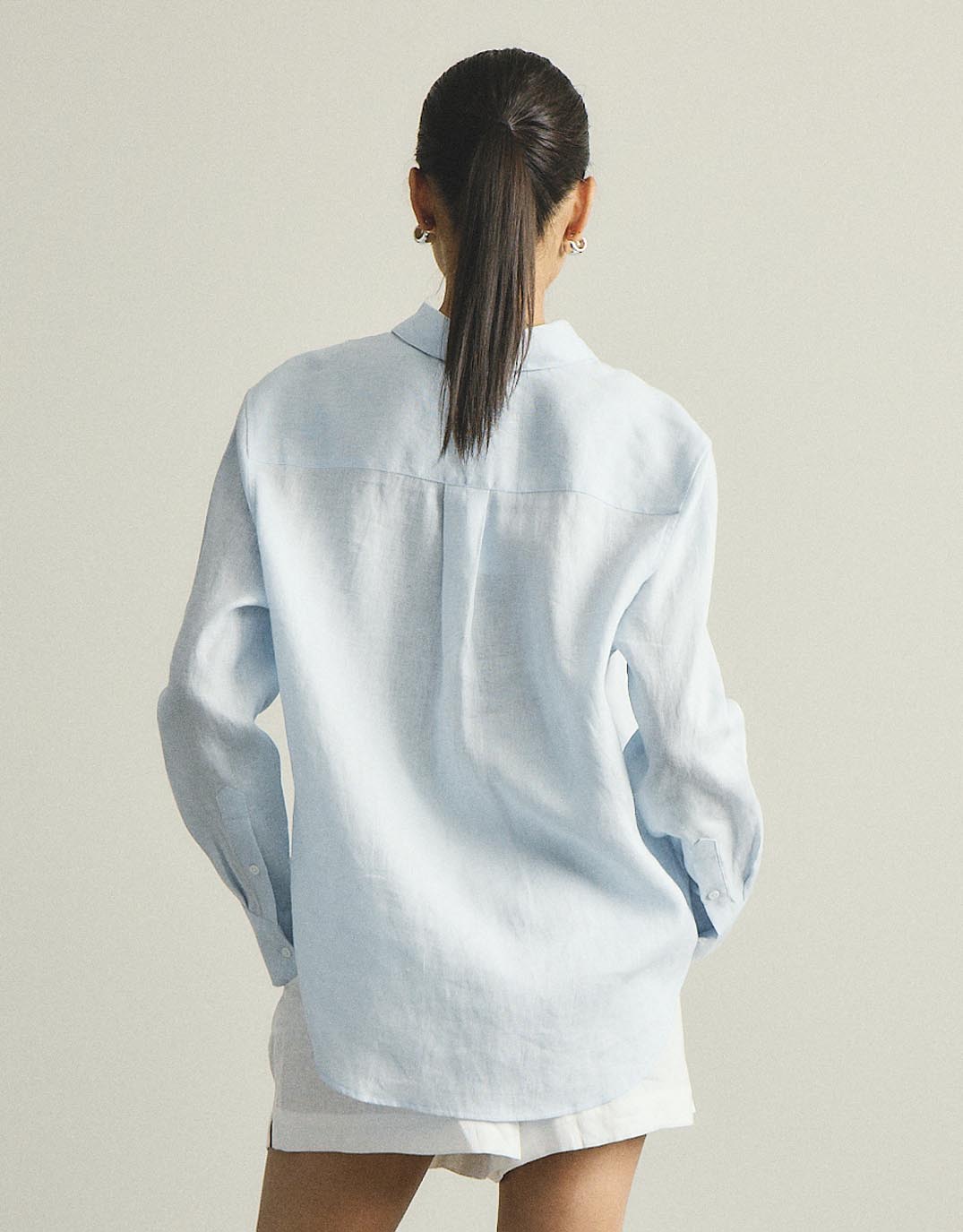 Katie Linen Shirt - Powder Blue