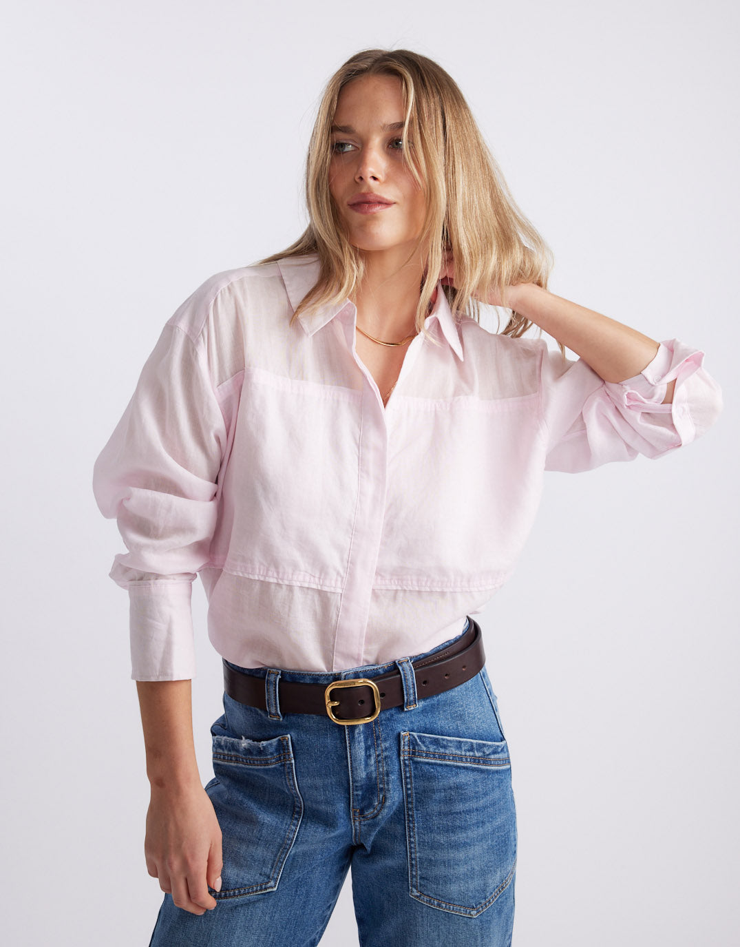 Chloe Panel Shirt - Pink