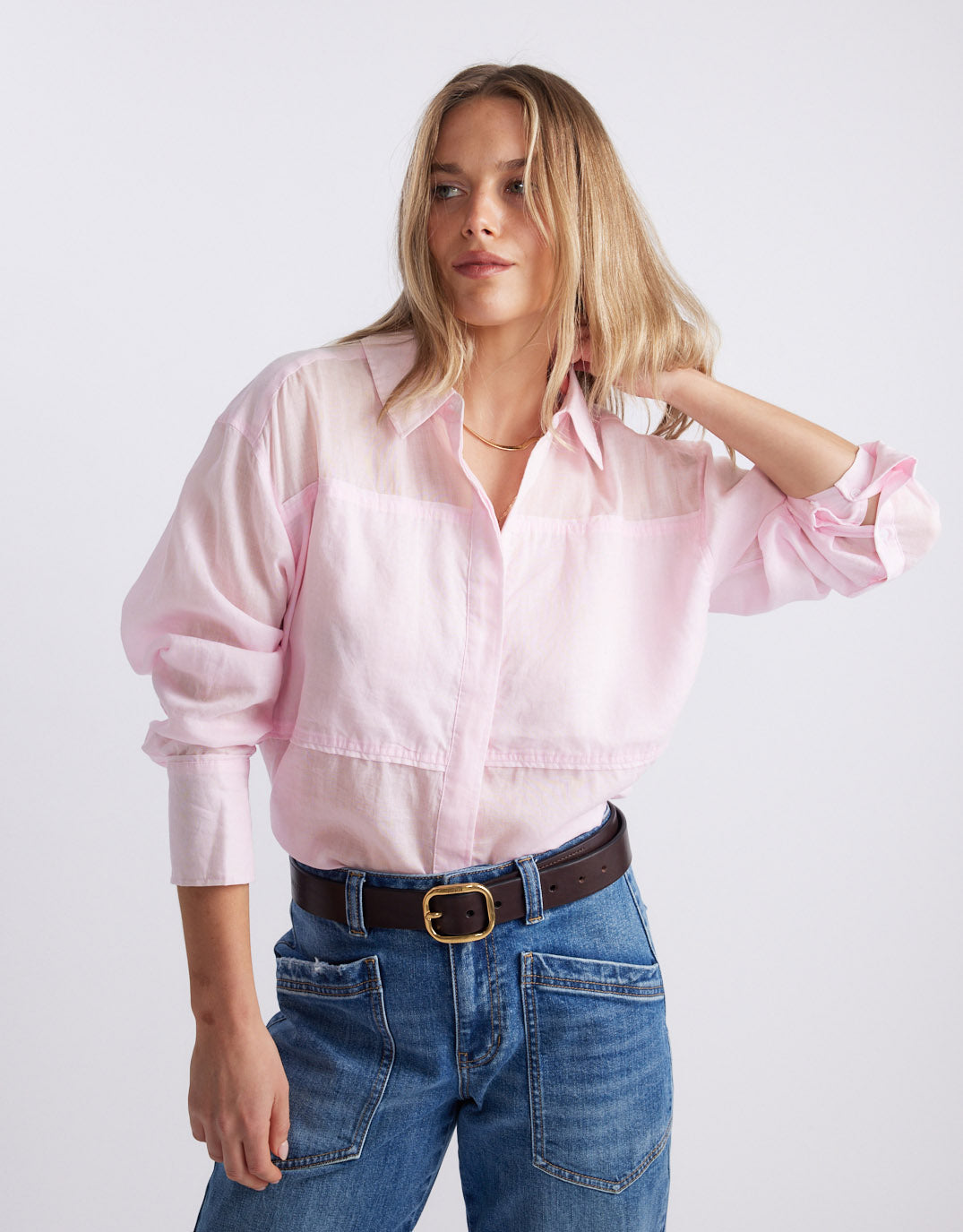 Chloe Panel Shirt - Pink