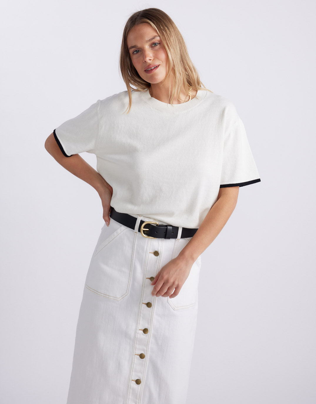 Frenchie Cotton Cashmere Tee - White