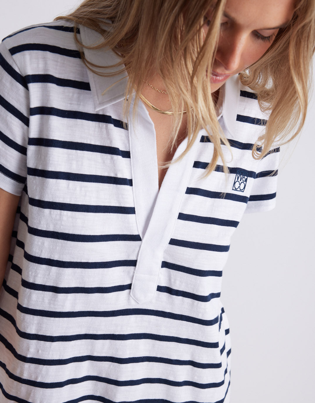 Olivia Polo Tee Dress - Navy/White Stripe