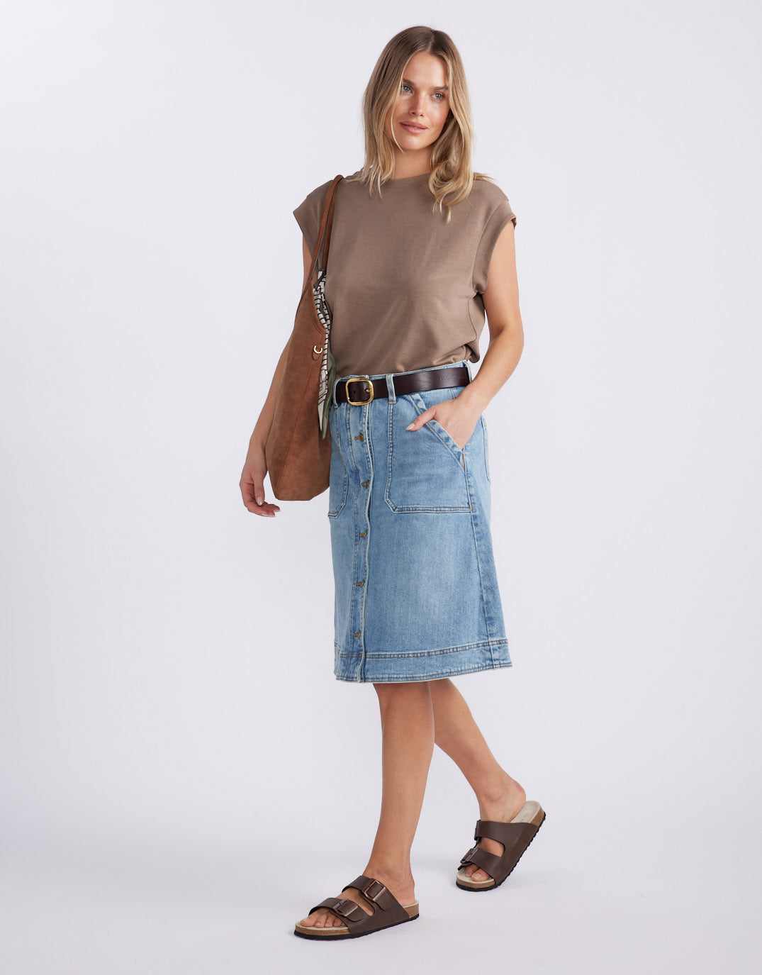 Stevie Denim Skirt - Mid Wash
