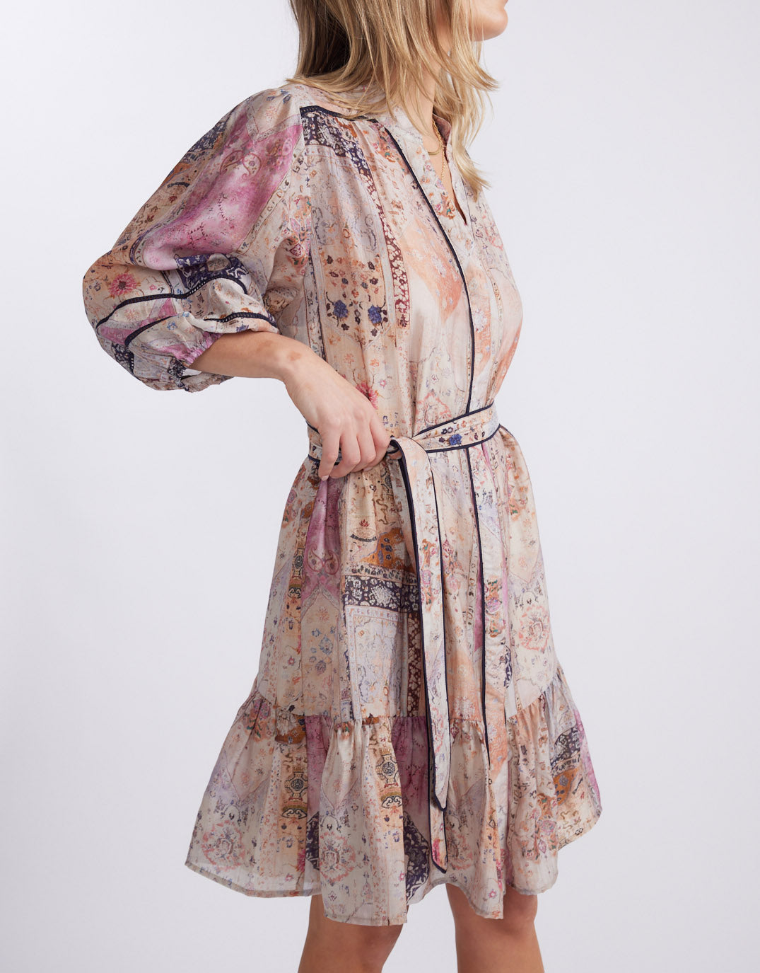 The Marrakesh 3/4 Sleeve Dress - Mosaic