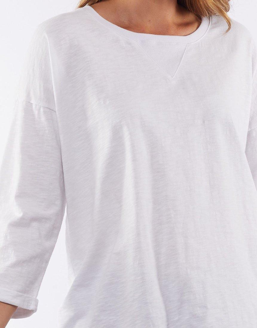 Elm - Annie 3/4 Sleeve Tee - White - White & Co Living Tops