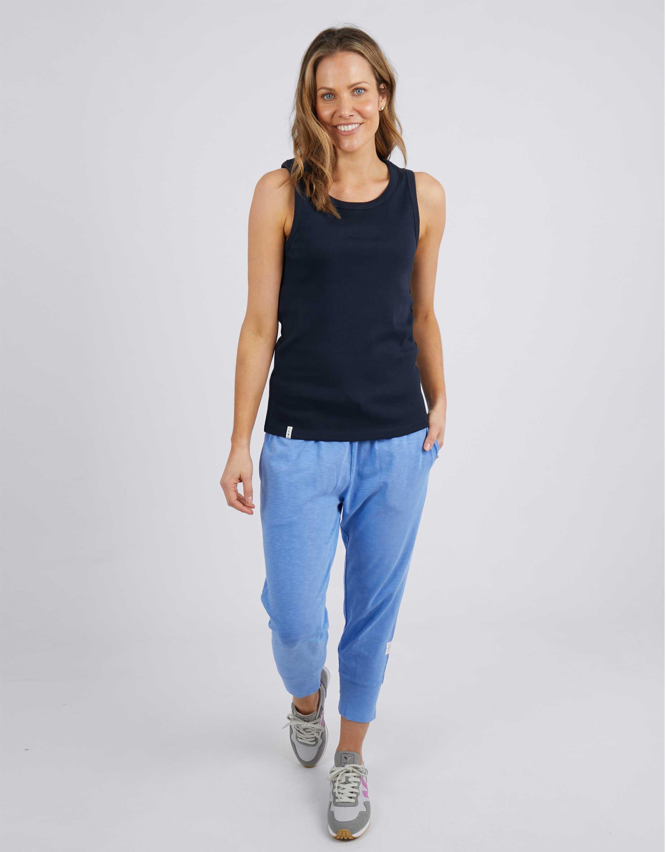 Elm - Rib Crew Tank - Dark Sapphire - White & Co Living Tees & Tanks