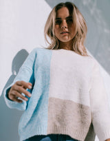 Aster Colour Block Knit - Soft Blue/Latte/Mocha