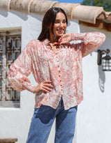 132-fashion-dana-shirred-cuff-button-blouse-pink-womens-clothing