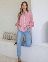 Elara Blouse - Red/White Stripe