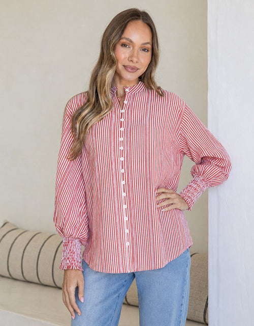 Elara Blouse - Red/White Stripe