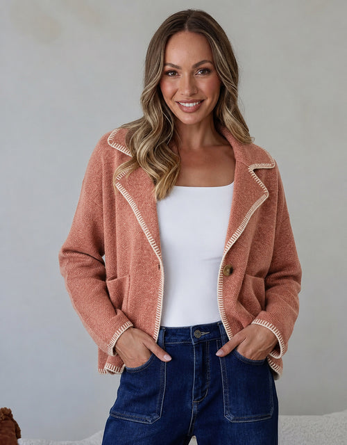 Mae Blanket Stitch Jacket - Cinnamon