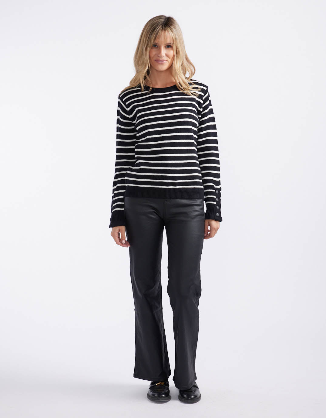132-fashion-mari-button-cuff-knit-black-white-stripe-womens-clothing