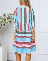 Mediterranean Dress - Blue/Pink/Charcoal