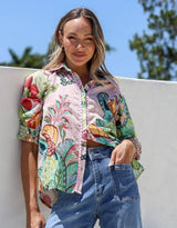 132-fashion-st-tropez-short-sleeve-shirt-pink-green-multi-womens-clothing