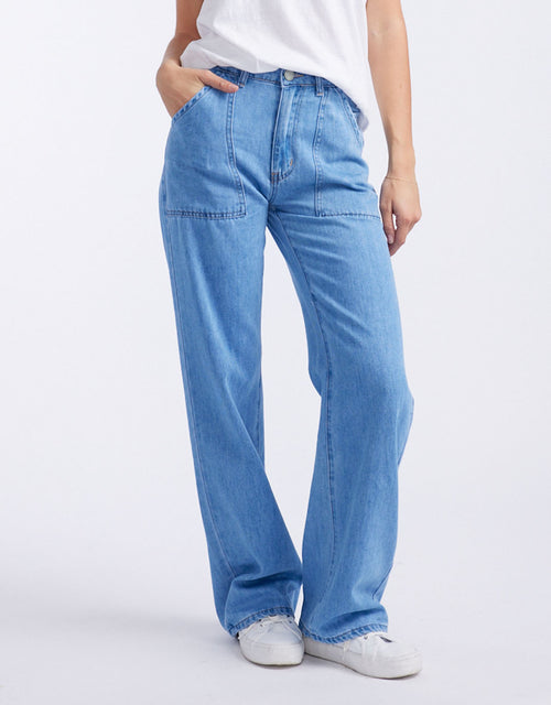 Utility Relaxed Jeans - Washed Mid Blue