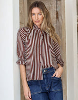 132-fashion-verona-puff-sleeve-shirt-chocolate-white-womens-clothing