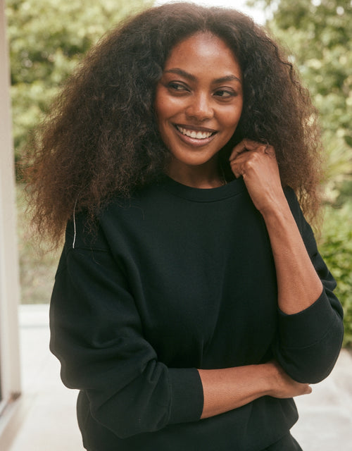 The Lounger Fleece Crew - Black