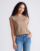 The Edit Cap Sleeve Tank - Chocolate