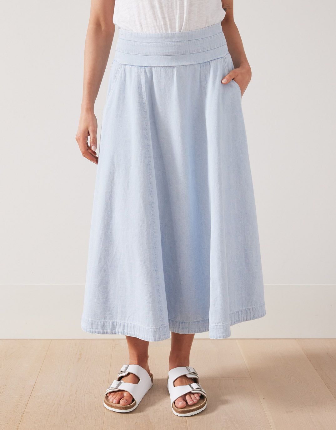 Buy Dakota Denim Midi Skirt Light Wash 365 Days for Sale Online Australia White Co