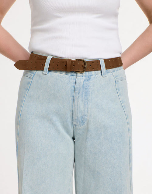 Double Studded Belt - Camel