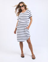 Bay Stripe Dress - White/Dark Sapphire Stripe