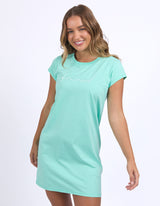 Signature Embroidery Tee Dress - Neon Mint