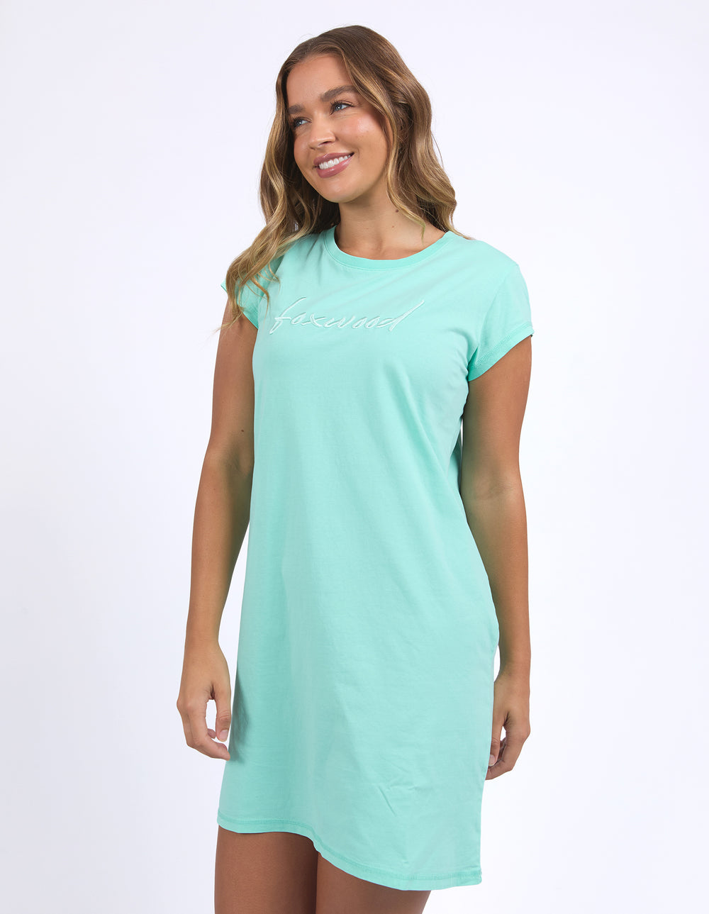 Signature Embroidery Tee Dress - Neon Mint