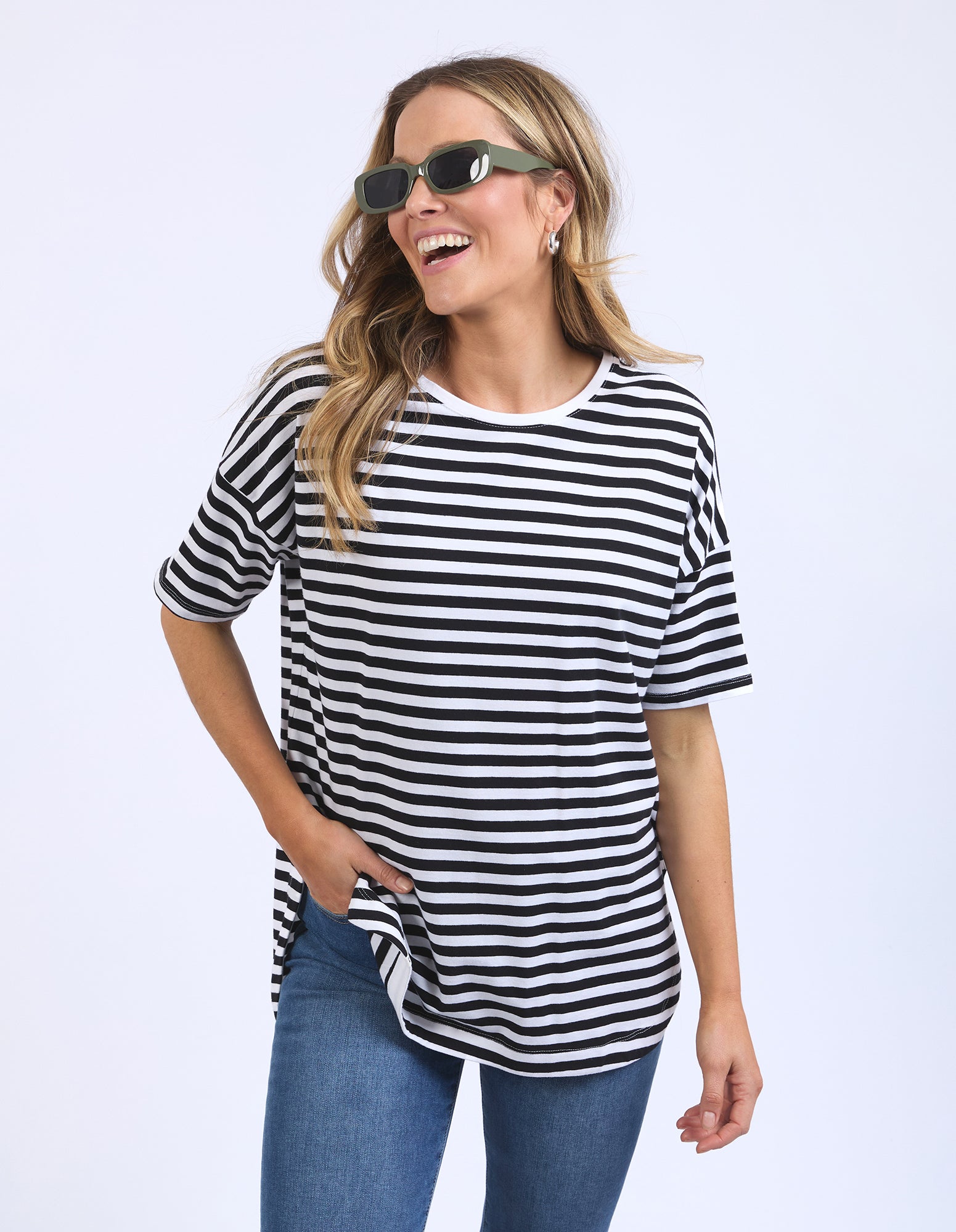 Lauren Short Sleeve Tee - Black/White Stripe