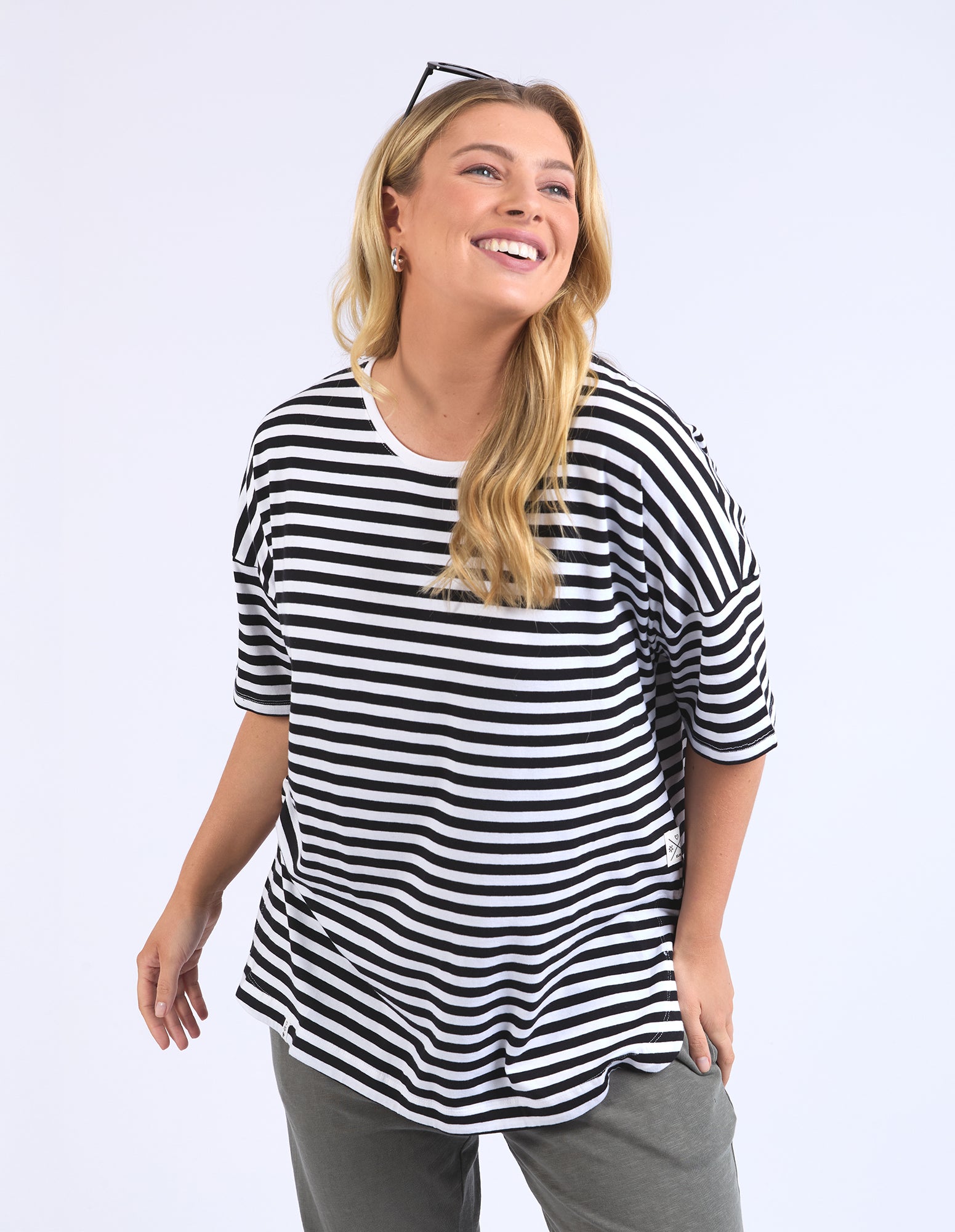 Lauren Short Sleeve Tee - Black/White Stripe