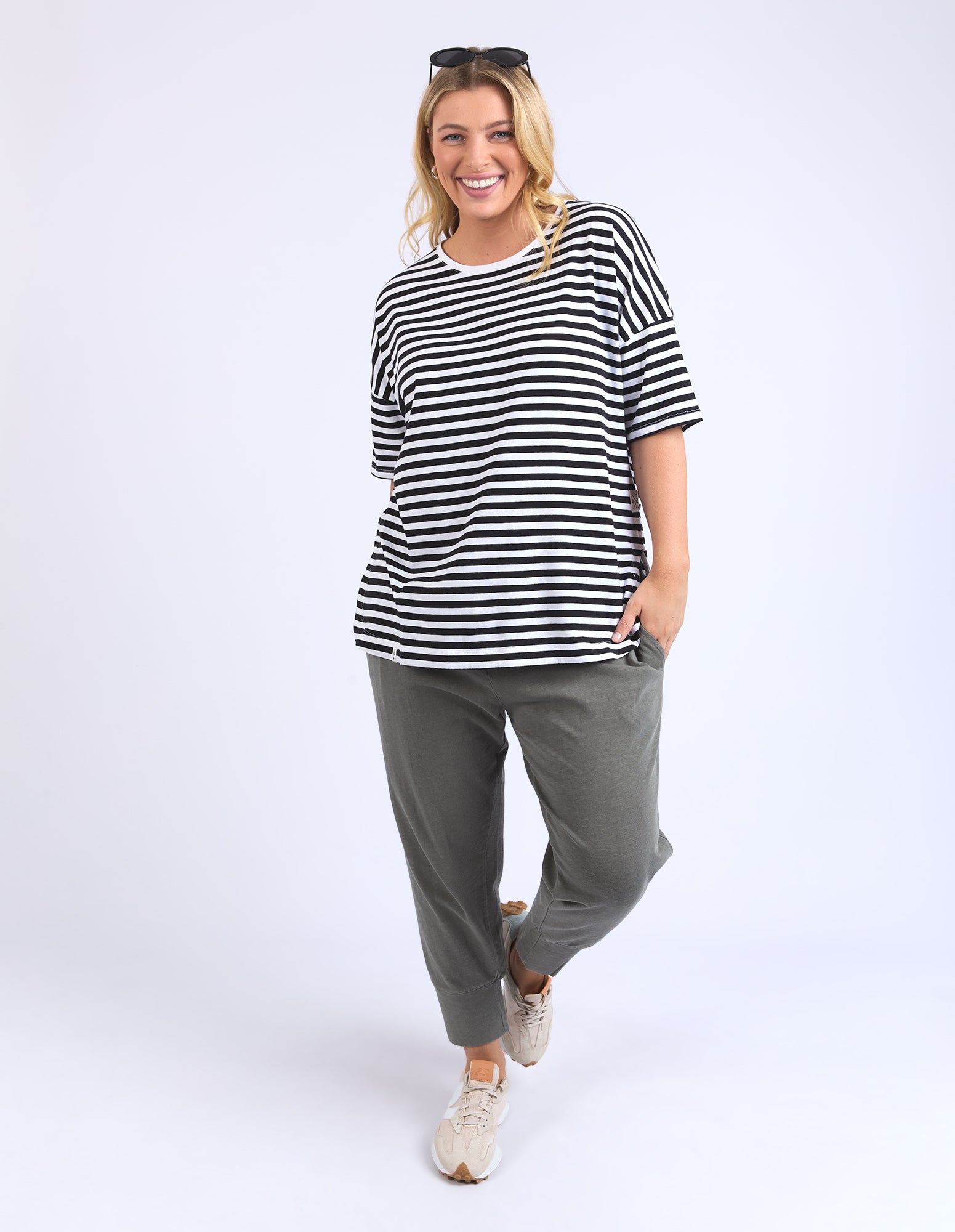 Lauren Short Sleeve Tee - Black/White Stripe