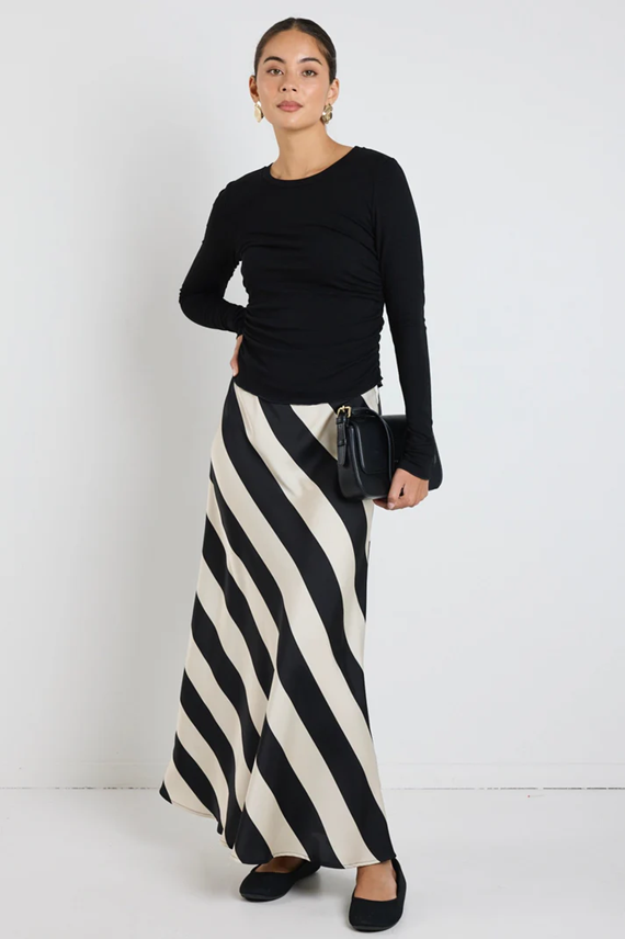 Tilda Maxi Skirt - Black Sand Stripe