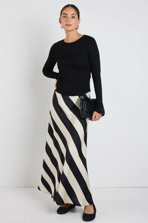 Tilda Maxi Skirt - Black Sand Stripe