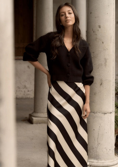 Tilda Maxi Skirt - Black Sand Stripe