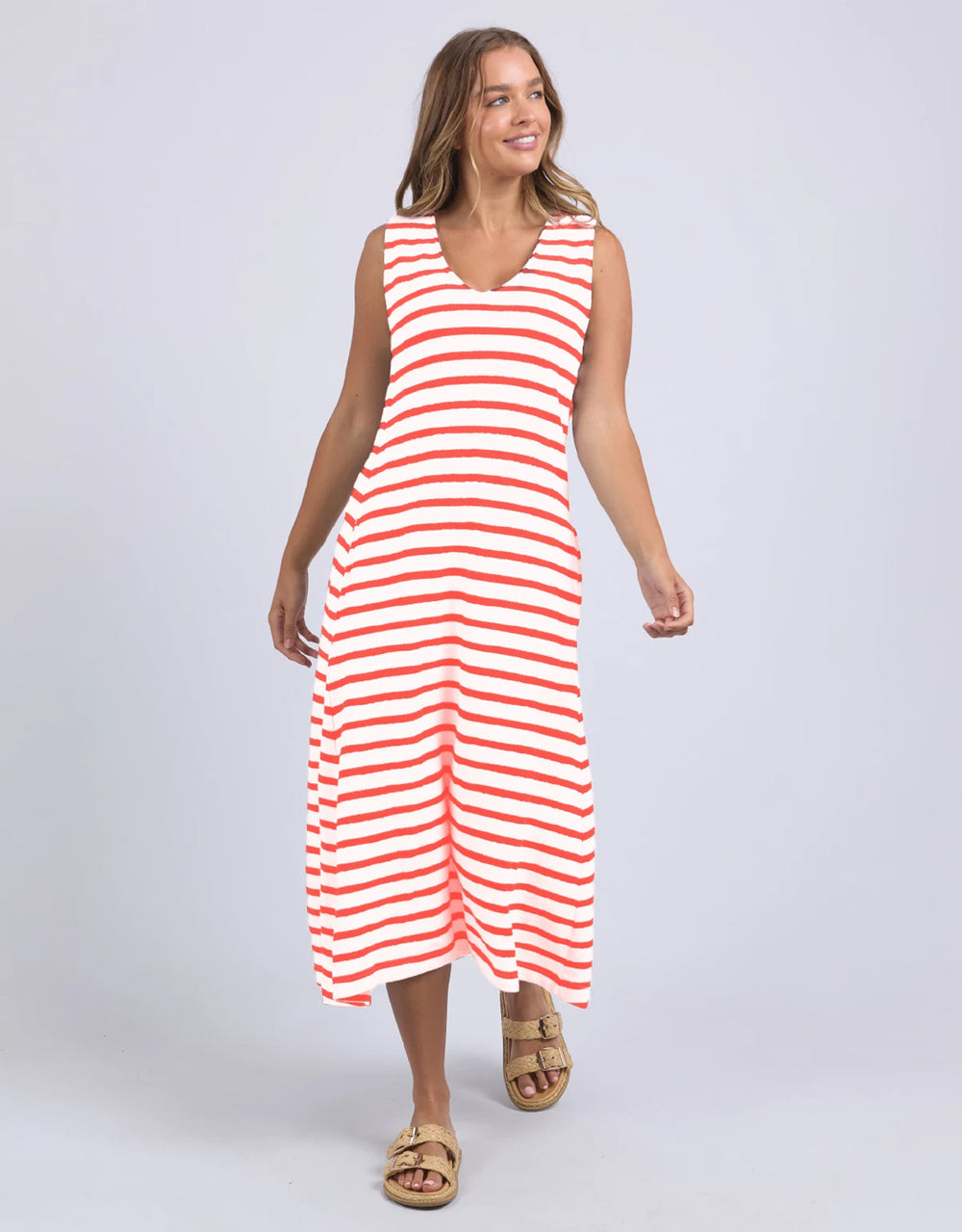 Aspen Stripe Dress - Red