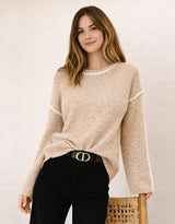 Brielle Blanket Stitch Knit - Warm Beige