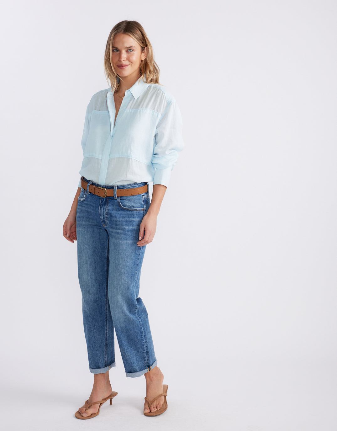 Chloe Panel Shirt - Ice Blue