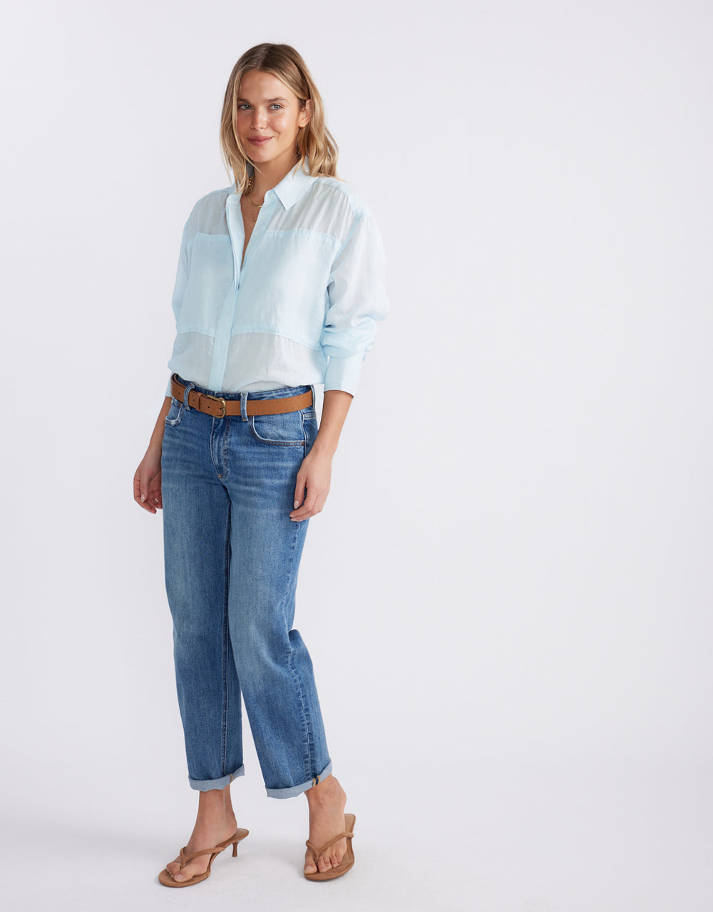 Chloe Panel Shirt - Ice Blue