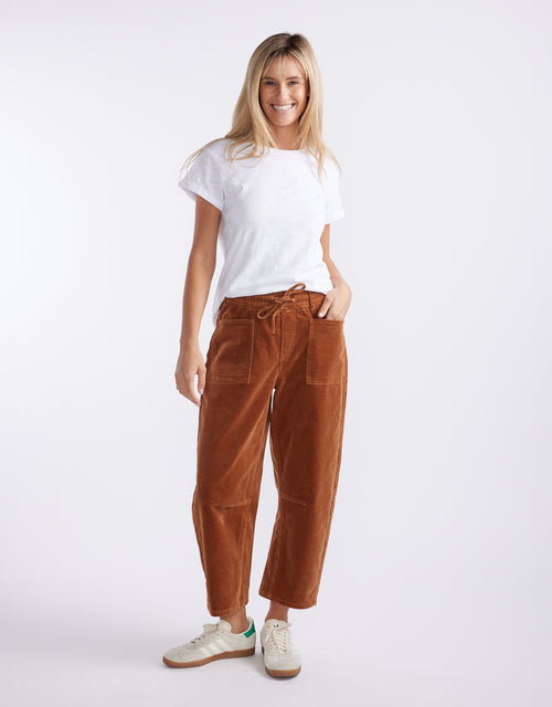 Cord Leo Barrel Jean - Camel